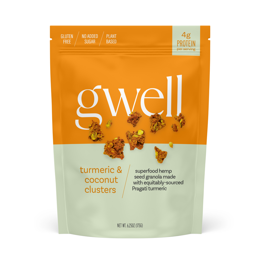 Gwellnola Golden Turmeric and Coconut Gluten Free Granola Clusters